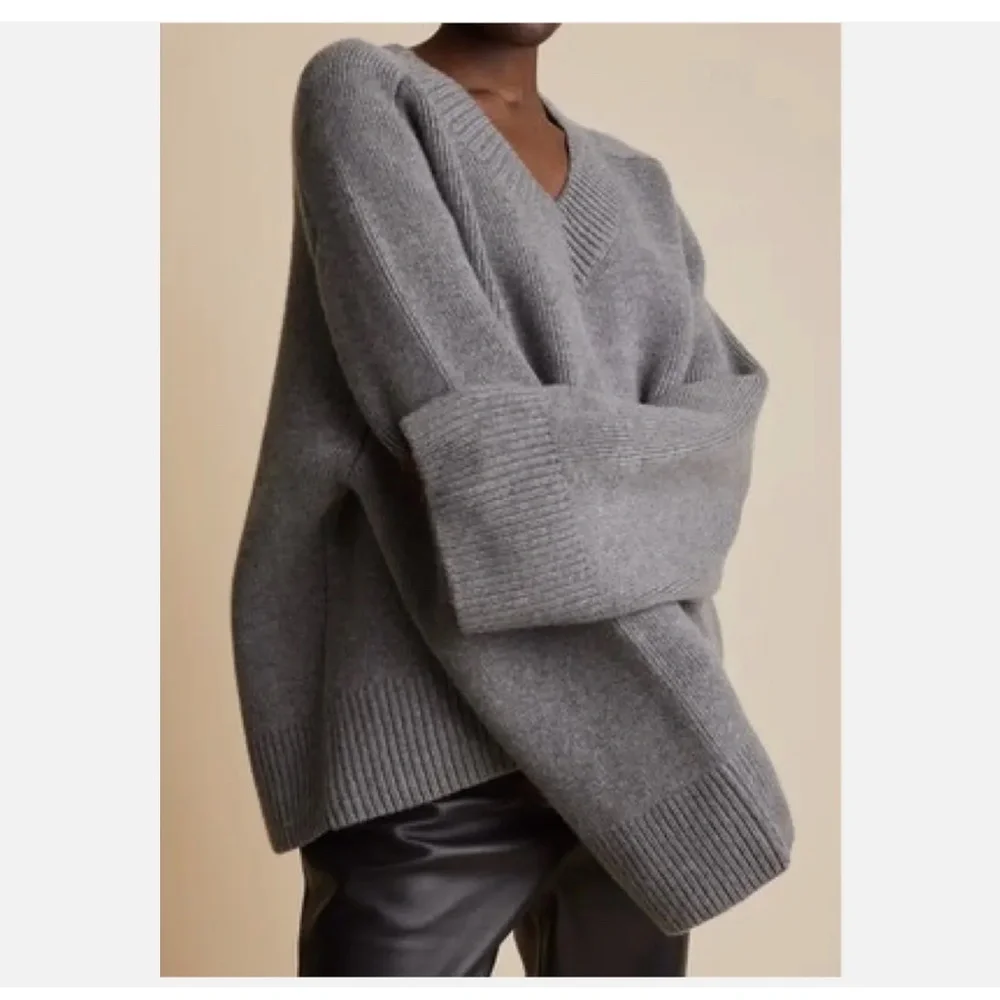 Khaite Isabelle Stone Gray Cashmere Sweater Size XS Authentic NEW W. TAGS $1680 - Picture 2 of 8